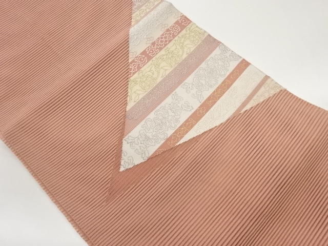 JAPANESE NAGOYA OBI FOR SUMMER / TSUZURE / WOVEN ABSTRACT RHOMBUS